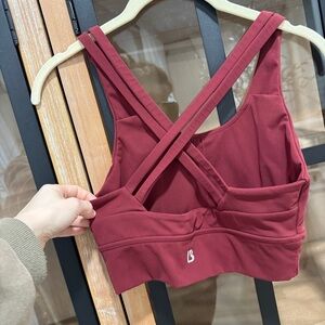 Buffbunny Collection Sports Bra rosa tank strappy workout top vineyard dark red
